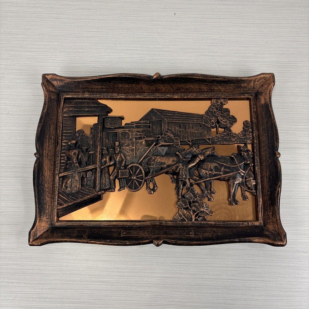 Vintage Coppercraft Guild 3D Wall Art- ~ Travelers' Rest  ~ 14"x10"